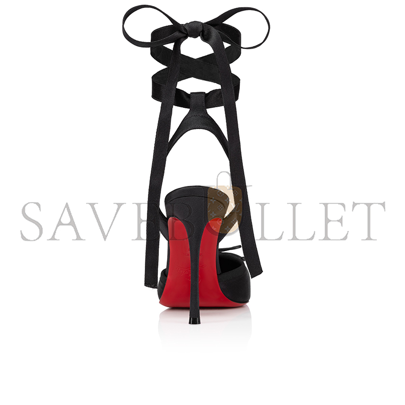 CHRISTIAN LOUBOUTIN CASSIA LACE UP100 MM STRAPPY PUMPS CREPE SATIN BLACK WOMEN 1250498B439 CHRISTIAN LOUBOUTIN CASSIA LACE UP100 MM STRAPPY PUMPS CREPE SATIN BLACK WOMEN 1250498B439